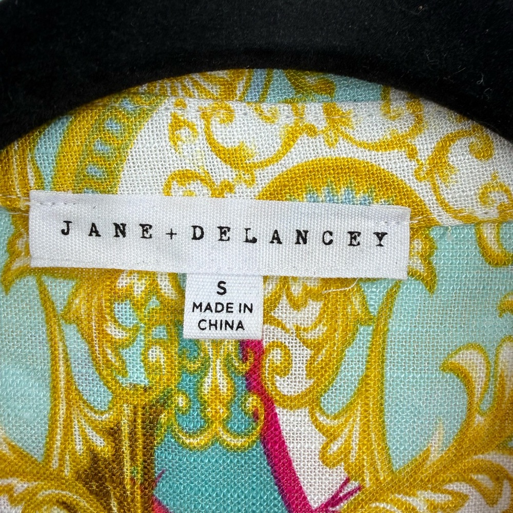 Jane + Delancey Baroque Print Linen Blend Nautical Chain Medallion Top Resort - Picture 11 of 12